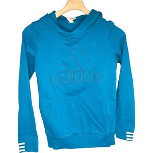 Adidas Teal Pullover Pocket Textured Logo Hoodie